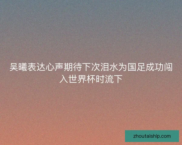 吴曦表达心声期待下次泪水为国足成功闯入世界杯时流下